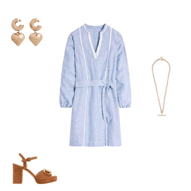 3rd bundle featuring 3 items which compliment Cleo Linen Tie Waist Dress-Chambray Embroidery
