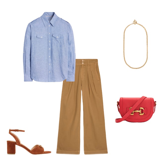1st bundle featuring 4 items which compliment Longline Linen Safari Shirt, Chambray