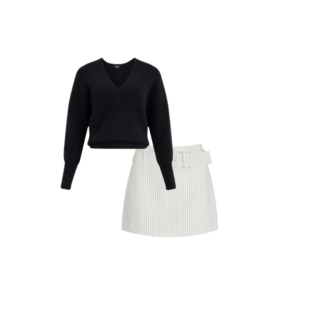 Editor High Waisted Pinstripe Belted Mini Skort | Express