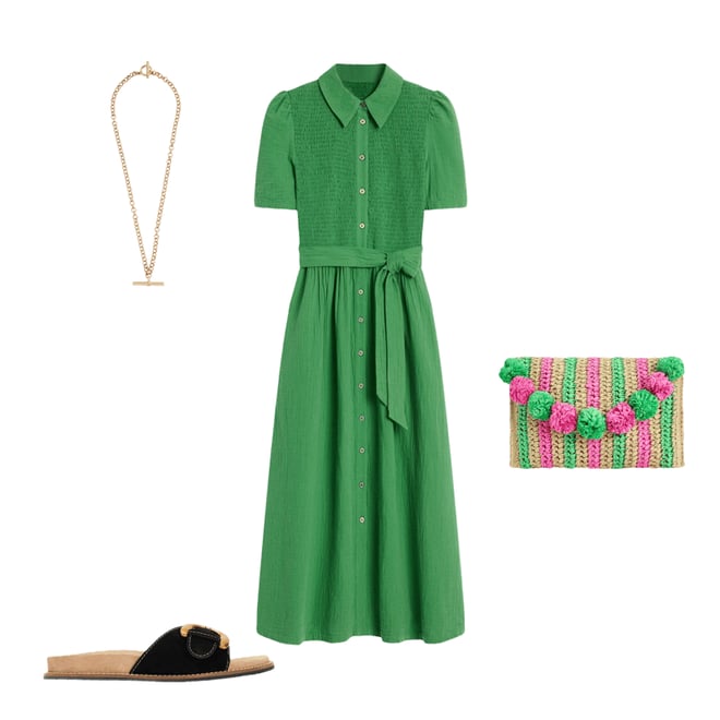 2nd bundle featuring 3 items which compliment Fringe Raffia Clutch-Pink/Green