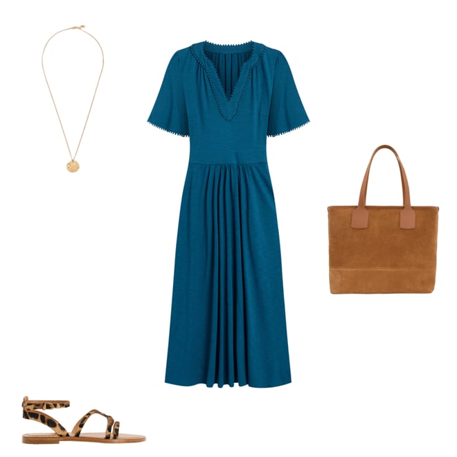 1st bundle featuring 3 items which compliment Maddie Trim Jersey Dress-Harbour Blue
