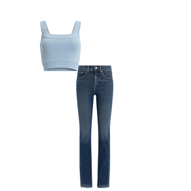 Body Contour Stretch Cotton Square Neck Cropped Tank