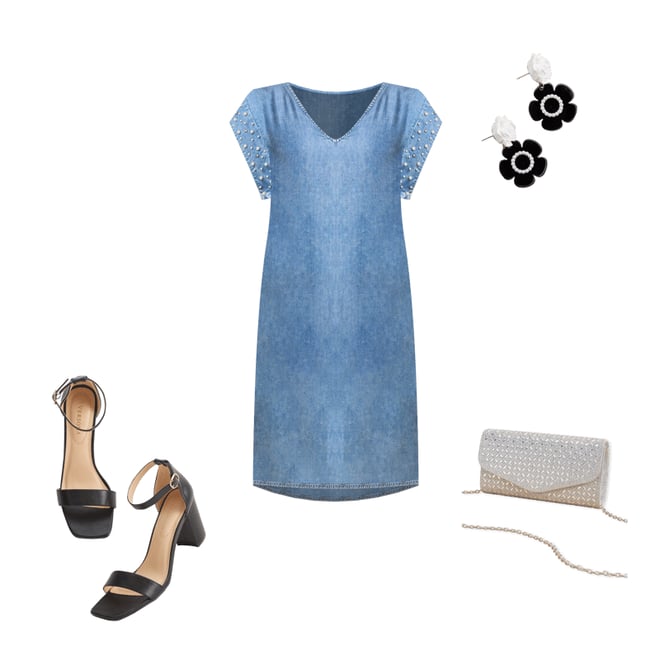 BACK OPEN PEARL VELOUR DRESS