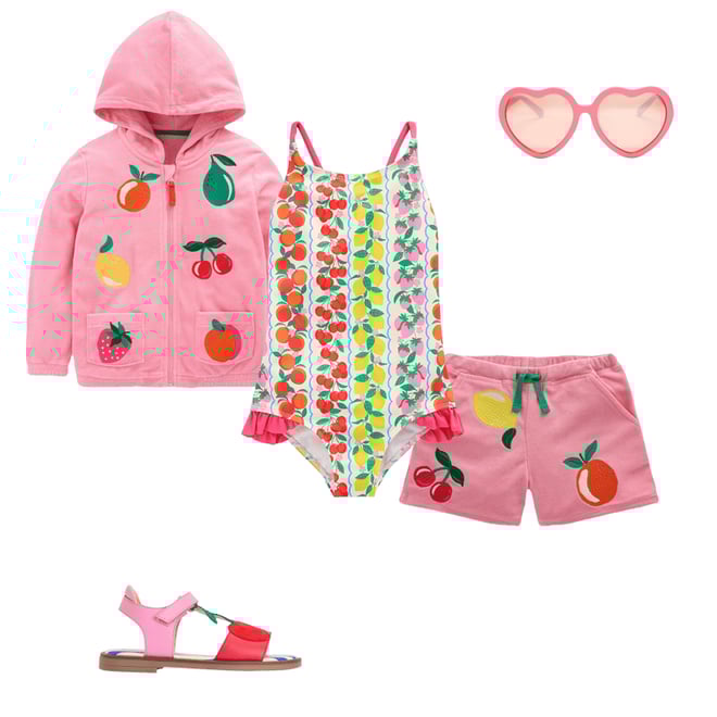 3rd bundle featuring 4 items which compliment Zip-Through Towelling Hoodie-Chalk Pink Fruit