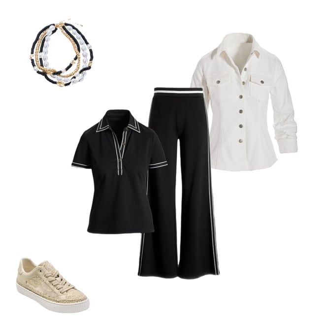 Stripe Polo Sport Set - Black White | Boston Proper Stripe Polo Sport Set - Black White | Boston Proper