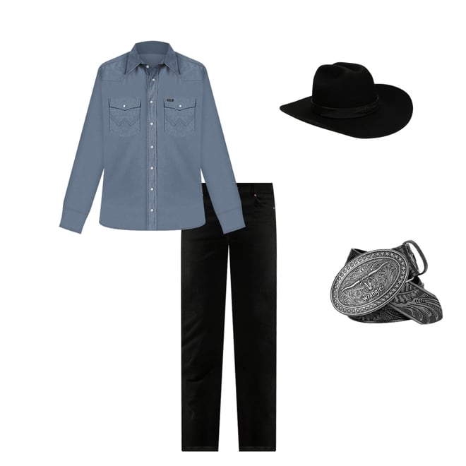 Cowboy Cut® Firm Finish Long Sleeve Western Snap Solid Work Shirt in Chambray Blue