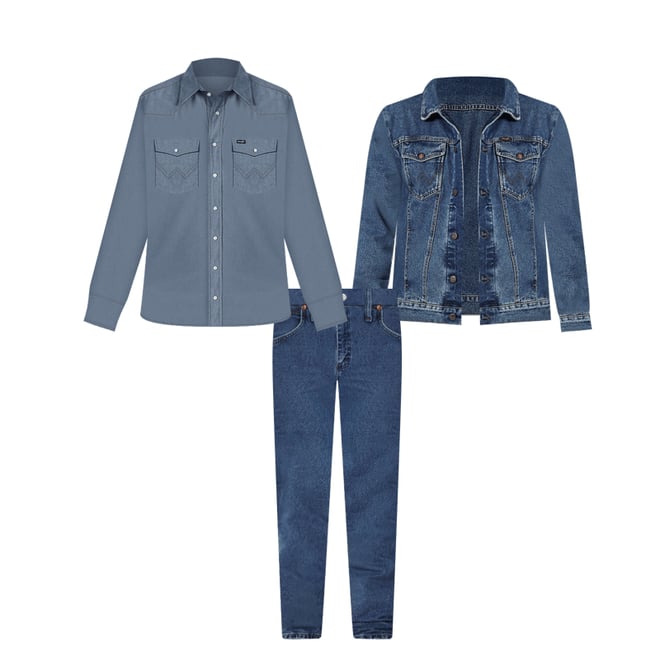 Cowboy Cut® Firm Finish Long Sleeve Western Snap Solid Work Shirt in Chambray Blue