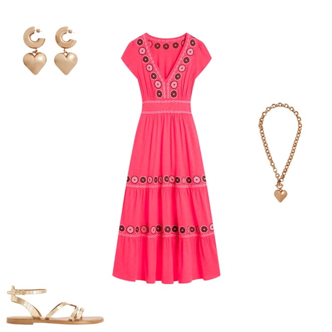 5th bundle featuring 3 items which compliment Eloise Embroidered Midi Dress-Camelia Pink