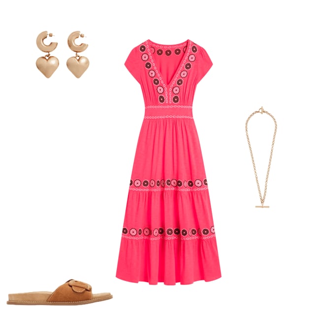 4th bundle featuring 3 items which compliment Eloise Embroidered Midi Dress-Camelia Pink