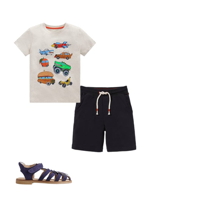 4th bundle featuring 2 items which compliment Short Sleeve Printed T-Shirt-Oatmeal Marl Silly Vehicles