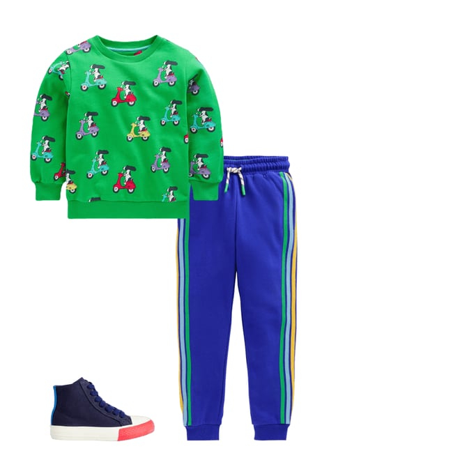 スウェット・トレーナー Watercolor Puppydolphin Jumping Sweatshirt Printed Sweatshirt-Sapling Green Puppy Scooter | Boden USA