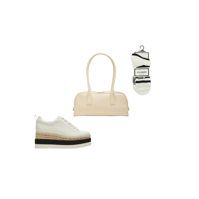 ◆Steve Madden◆Strecker ホワイト スニーカー 送料込 STRECKER White Platform Women's Low-Top Lace-Up Sneaker