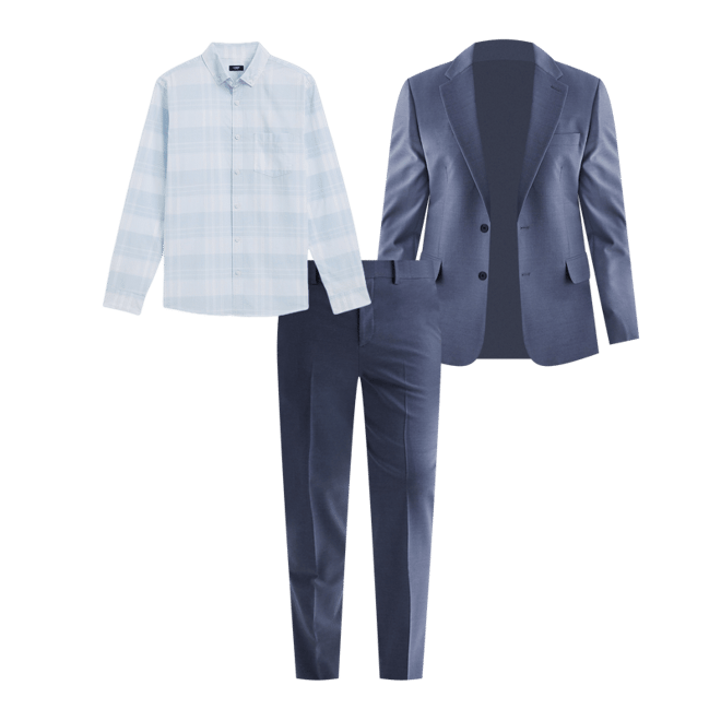 Classic Dusty Blue Wool-blend Modern Tech Suit Pant
