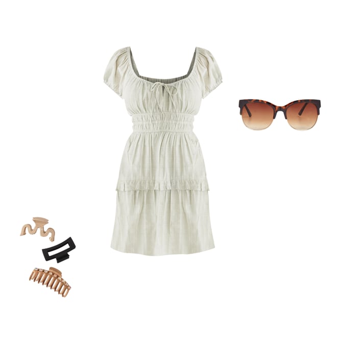 Solid Scoop-Neck Ruffled Fit & Flare Dress