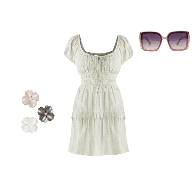Solid Scoop-Neck Ruffled Fit & Flare Dress