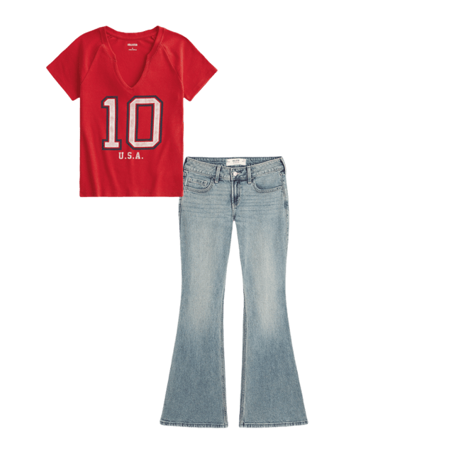 Low-Rise Light Wash Angel Wings Flare Jeans