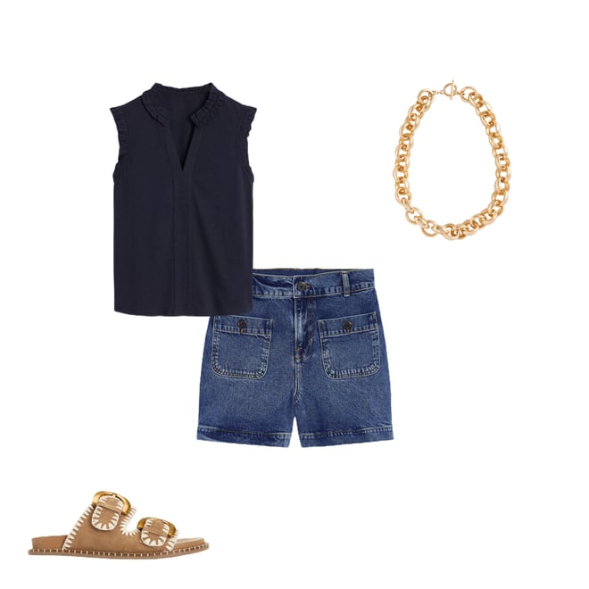 4th bundle featuring 3 items which compliment Pocket Front Denim Shorts-Mid Vintage