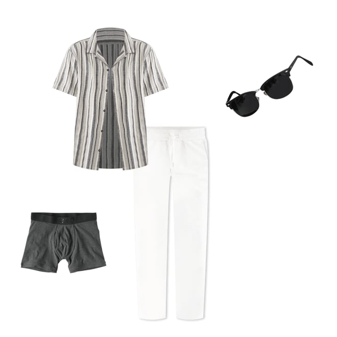 Short Sleeve Textured Stripe Linen Shirt