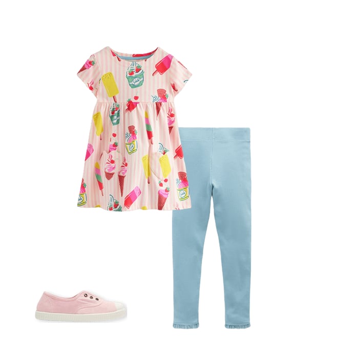 3rd bundle featuring 2 items which compliment Short Sleeve Printed Tunic-Vintage Pink Ice Cream Stripe