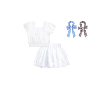 lace-trim smocked waist top