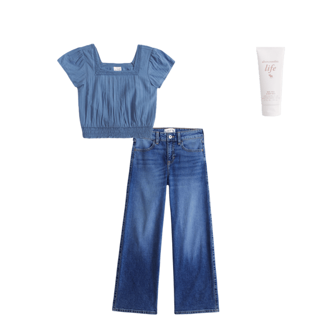 lace-trim smocked waist top