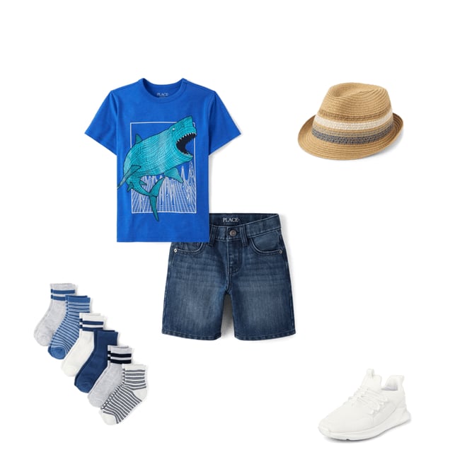 3rd bundle featuring 4 items which compliment Boys Shark Graphic Tee