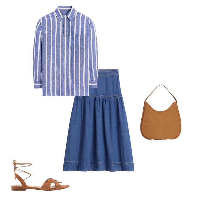 3rd bundle featuring 3 items which compliment Sadie Relaxed Linen Shirt-Bright Blue Woven Breton