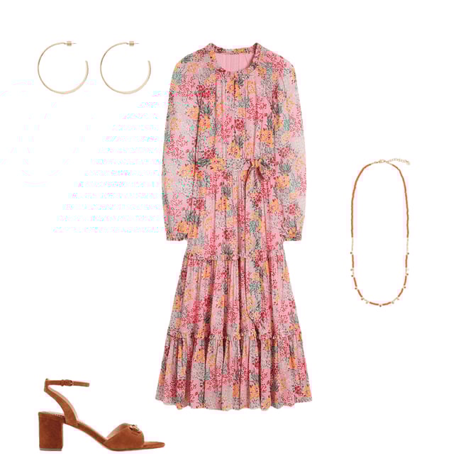 3rd bundle featuring 3 items which compliment Ruffle Smocked Midi Dress-Almond Pink, Garden Bouquet