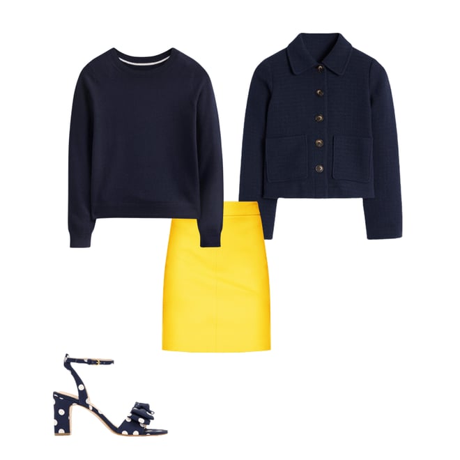 2nd bundle featuring 3 items which compliment Bow Heeled Sandals-Navy and Ecru Spot