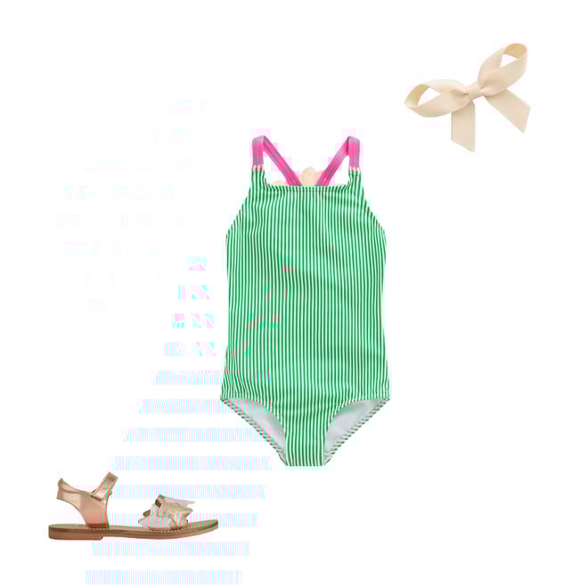 1st bundle featuring 2 items which compliment Applique Back Swimsuit-Green Daisy