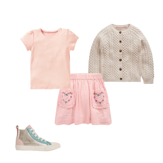 1st bundle featuring 3 items which compliment Applique Pocket Skirt-Cosmos Pink Daisy Chain