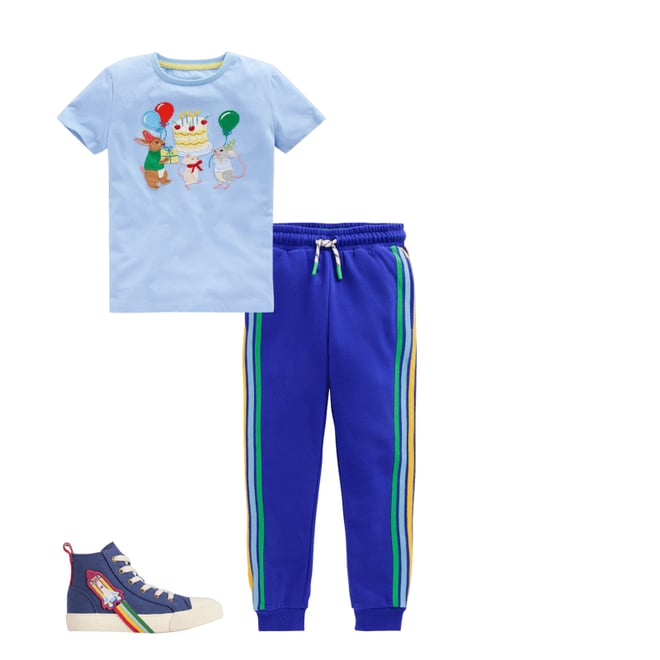 1st bundle featuring 2 items which compliment Short Sleeve Appliqué T-shirt-Glacier Blue Birthday Bunnies