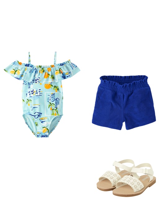 1st bundle featuring 2 items which compliment Girls Travel Off Shoulder One Piece Swimsuit