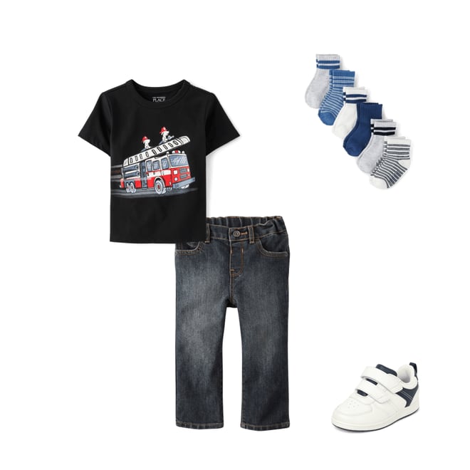 3rd bundle featuring 3 items which compliment Baby And Toddler Boys Fire Truck Graphic Tee