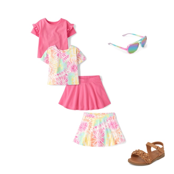 【THEAIRTOWN】 deejky twid jk(2 color)★追跡可 Toddler Girls Rainbow Tie Dye Skort 2-Pack - PINK | The