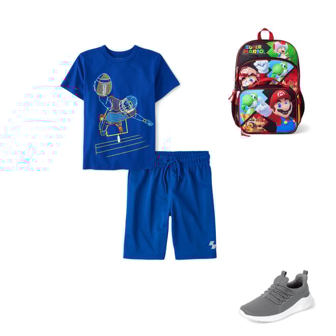 Boys Short Sleeve Football Player Graphic Tee - BLUE | The