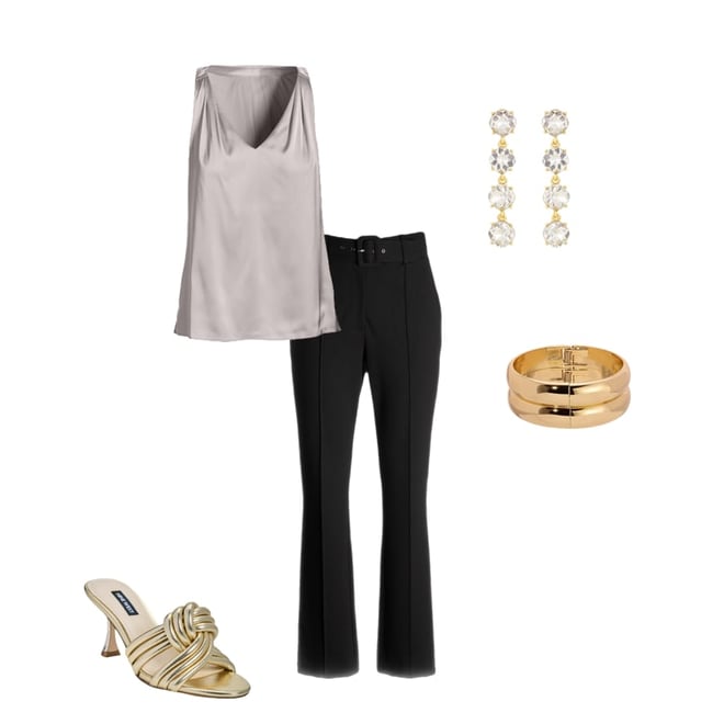 Nikki V-Neck Charmeuse Blouse Gray
