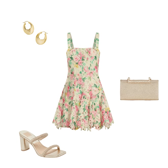 Gianni Bini Alice Floral Eyelet Square Neck A-Line Dress