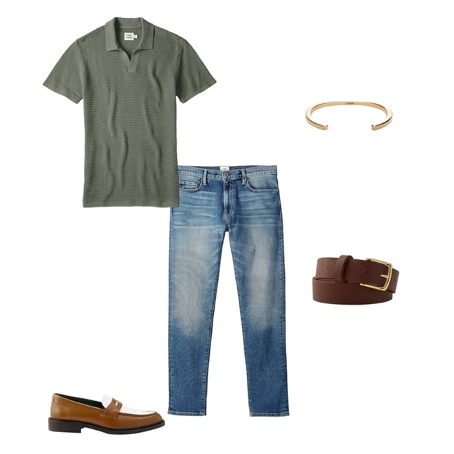 Flint and Tinder Crochet Knit Polo Shirt - Tobala Green