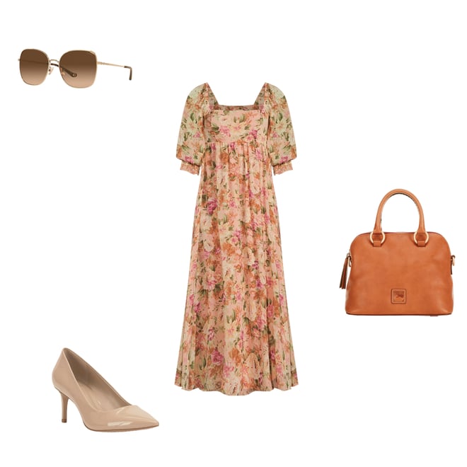 Allison & Kelly Floral Print 3/4 Sleeve Empire Waist Midi Allison & Kelly Floral Print 3/4 Sleeve Empire Waist Midi
