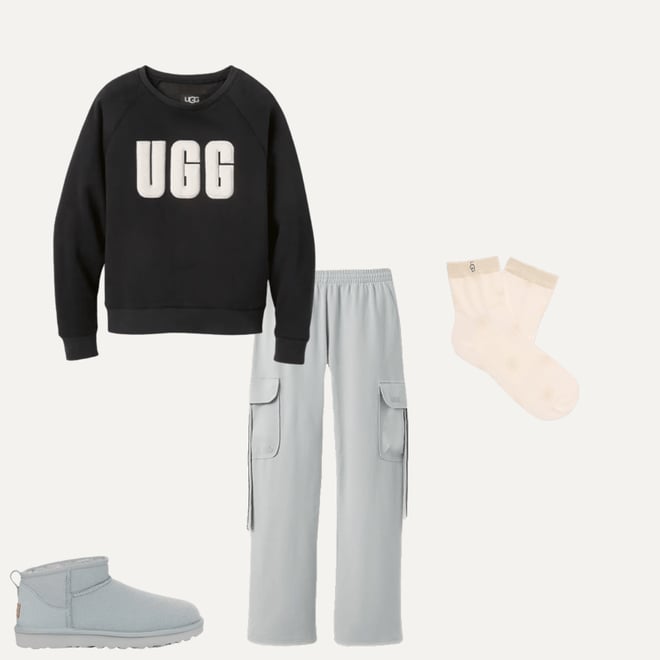 ꒰ UGG ꒱ Madeline Fuzzy Logo Crewneck 水色 Madeline Fuzzy Logo Crewneck 1123718 Grey Heather/Sonora