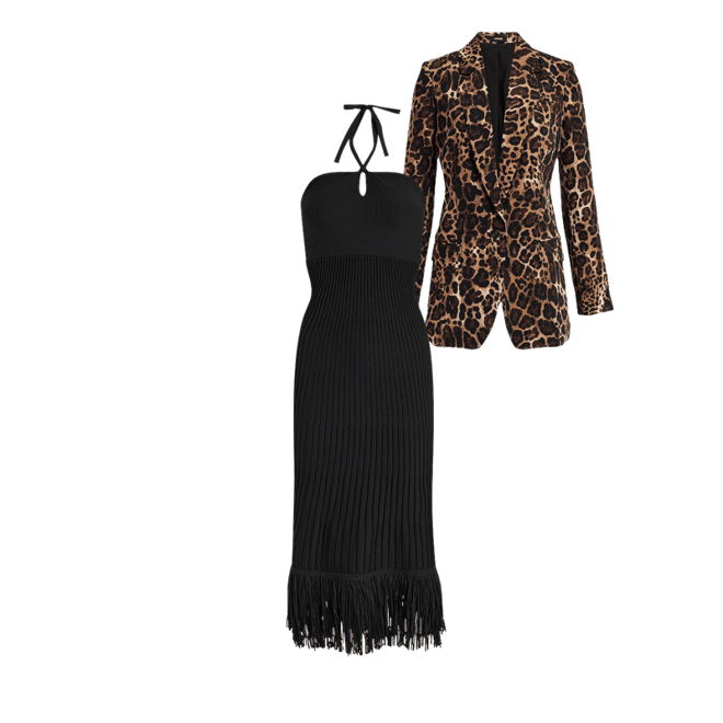 Ribbed Halter Sleeveless Fringe Midi Sweater Dress