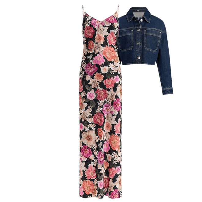 Floral Satin V-neck Maxi Downtown Cami Slip Dress | Express
