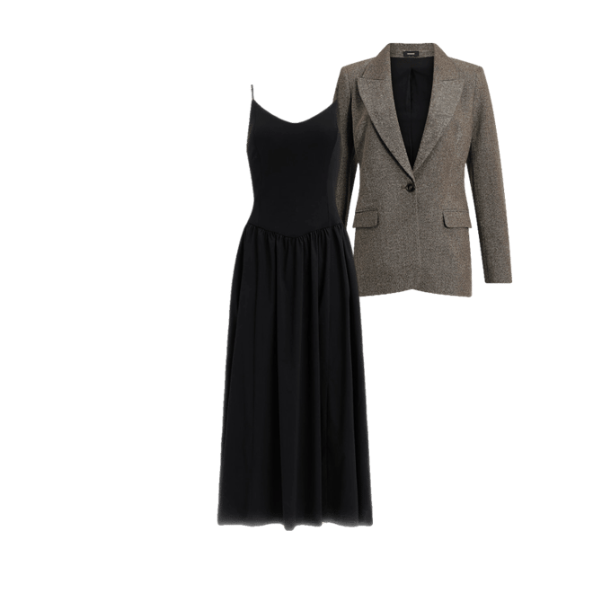 Mixed Media V-neck Sleeveless Drop Waist Midi Dress