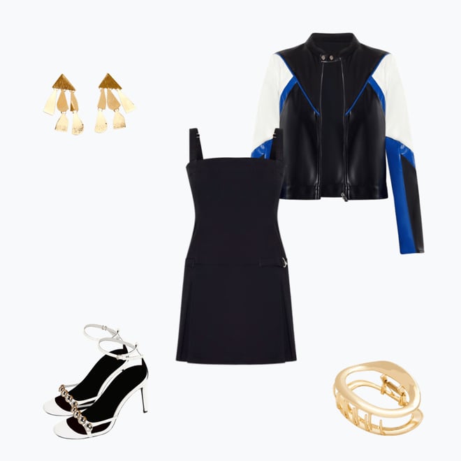 Pleated Twill Mini Dress