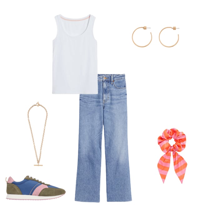 1st bundle featuring 5 items which compliment Essential Scoop-Neck Vest-White
