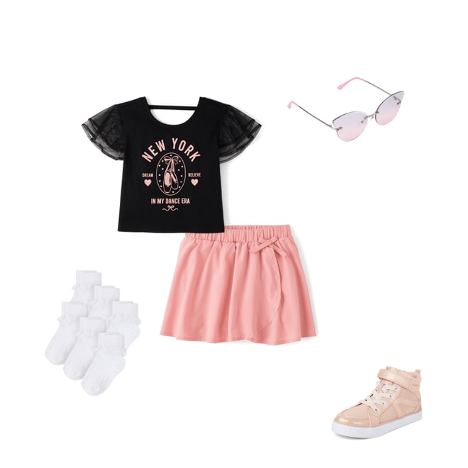 1st bundle featuring 4 items which compliment Girls Graphic Flutter Top