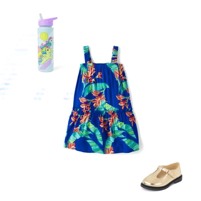 Toddler Girls Matching Family Sleeveless Tropical Print Ruffle