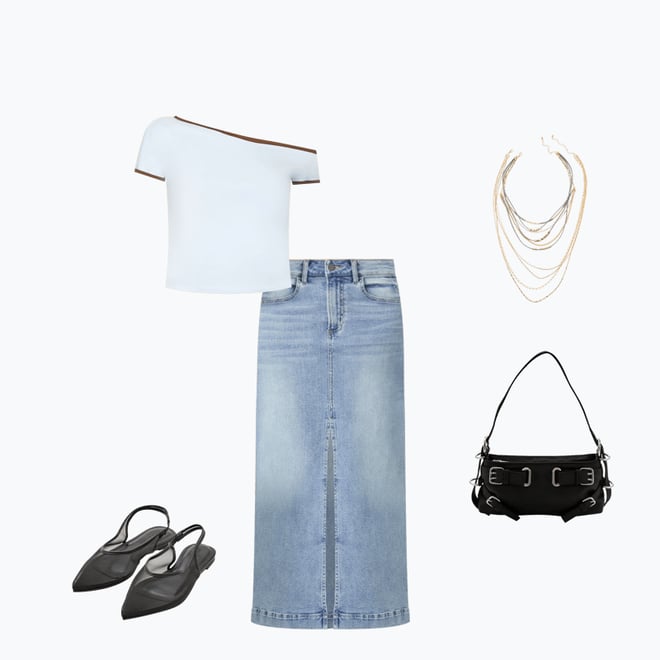 Denim Maxi Slit Skirt