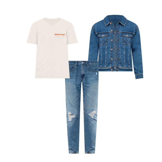 Wrangler x Whataburger Laser Denim Jacket in Rodeo Dust Fade